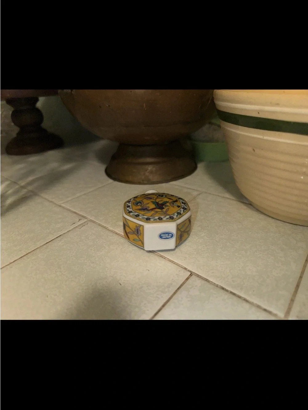 Yellow Floral Octagonal Mini Vase